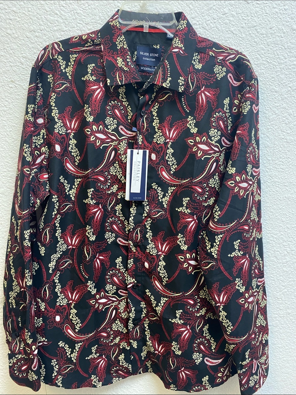 Silverstone Black & Burgundy Paisley Men's Dress Shirt